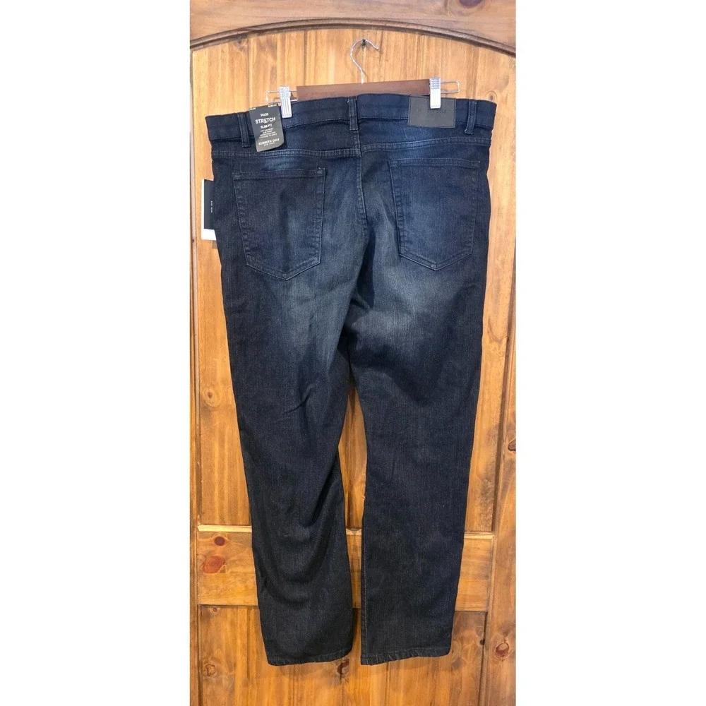 Kenneth Cole Jeans Mens 30x36 Dark Indigo Stretch Low Rise Slim Tapered‎ Leg NWT